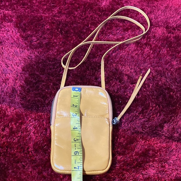 Hobo crossbody purse bag mustard yellow leather - Picture 7 of 9